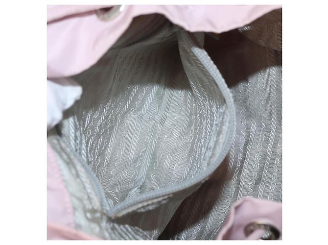 Zaino PRADA in nylon rosa argento Auth 153366 - vista 32