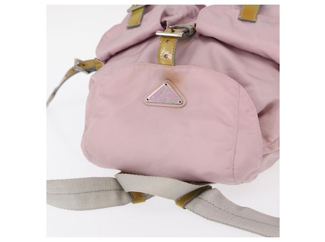 Zaino PRADA in nylon rosa argento Auth 153366 - vista 7