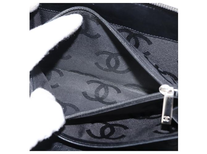 CHANEL Cambon Line Organizer Long Wallet Leather Black Silver CC Auth 149586 Silvery - view 11