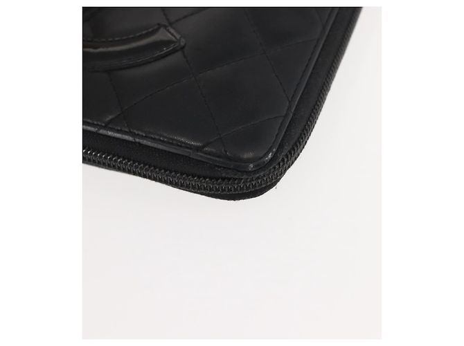 CHANEL Cambon Line Organizer Long Wallet Leather Black Silver CC Auth 149586 Silvery - view 14