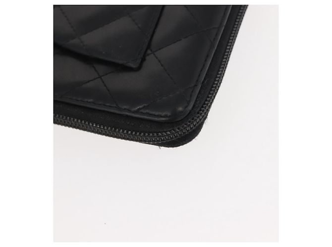 CHANEL Cambon Line Organizer Long Wallet Leather Black Silver CC Auth 149586 Silvery - view 15