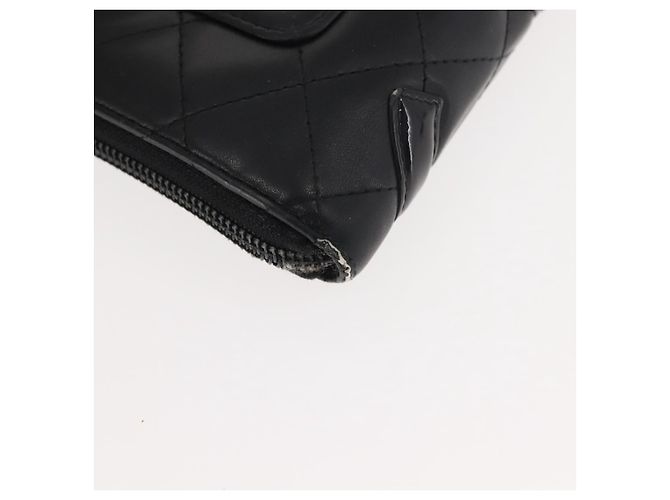 CHANEL Cambon Line Organizer Long Wallet Leather Black Silver CC Auth 149586 Silvery - view 16