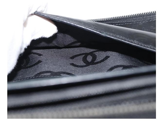 CHANEL Cambon Line Organizer Long Wallet Leather Black Silver CC Auth 149586 Silvery - view 17