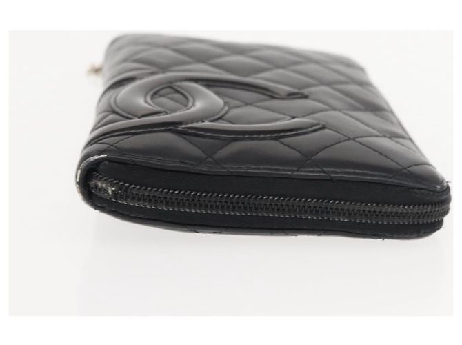 CHANEL Cambon Line Organizer Long Wallet Leather Black Silver CC Auth 149586 Silvery - view 6