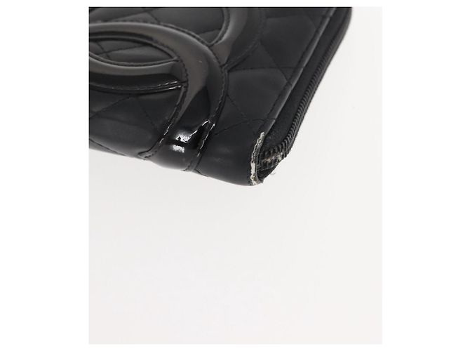 CHANEL Cambon Line Organizer Long Wallet Leather Black Silver CC Auth 149586 Silvery - view 7