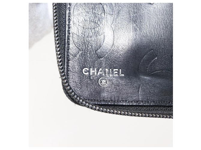 CHANEL Cambon Line Organizer Long Wallet Leather Black Silver CC Auth 149586 Silvery - view 9