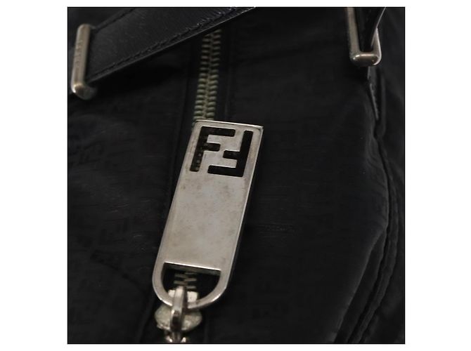 FENDI Zucchino Canvas Tote Bag Schwarz Silber Auth 149710 - Ansicht 10