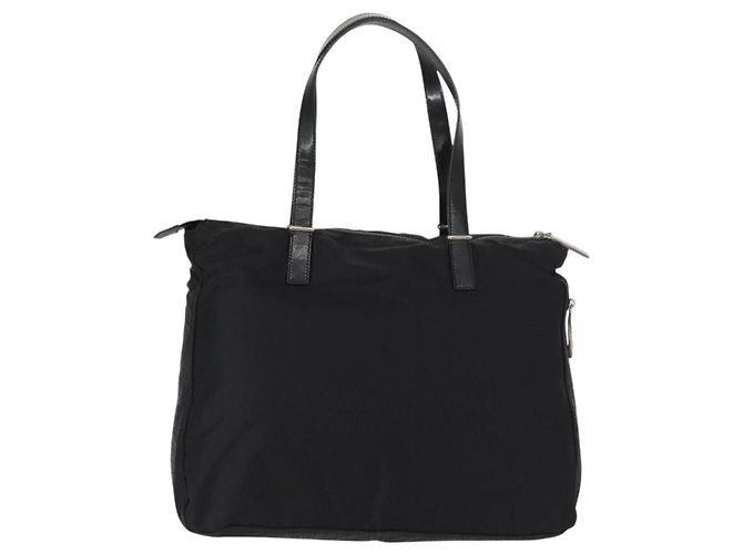 FENDI Zucchino Canvas Tote Bag Schwarz Silber Auth 149710 - Ansicht 2