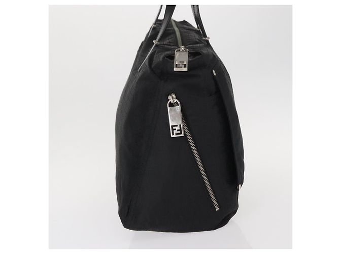 FENDI Zucchino Canvas Tote Bag Schwarz Silber Auth 149710 - Ansicht 4
