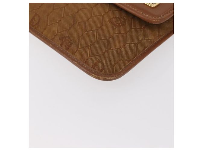 Borsa a spalla in tela a nido d'ape Christian Dior con catena, oro e marrone, Auth 151879 D'oro - vista 15