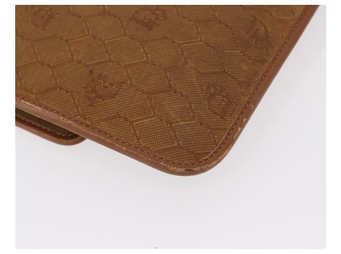 Borsa a spalla in tela a nido d'ape Christian Dior con catena, oro e marrone, Auth 151879 D'oro - vista 16