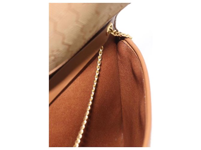 Borsa a spalla in tela a nido d'ape Christian Dior con catena, oro e marrone, Auth 151879 D'oro - vista 20
