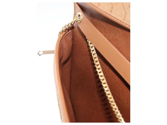 Borsa a spalla in tela a nido d'ape Christian Dior con catena, oro e marrone, Auth 151879 D'oro - vista 21