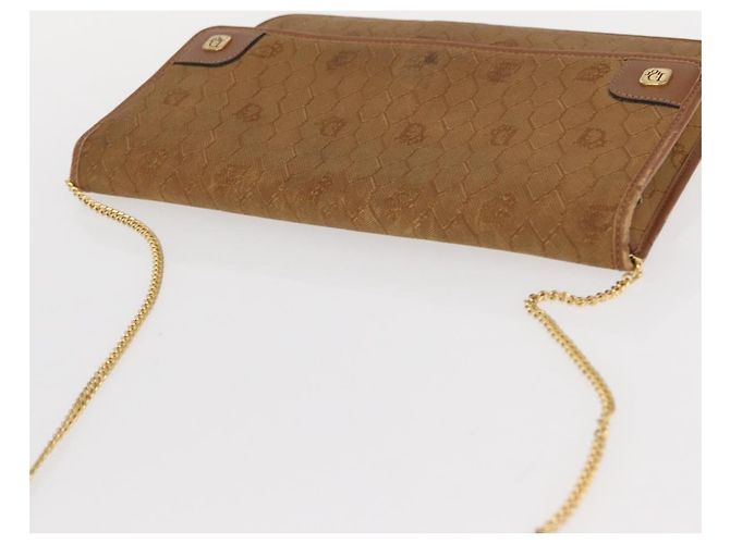 Borsa a spalla in tela a nido d'ape Christian Dior con catena, oro e marrone, Auth 151879 D'oro - vista 6