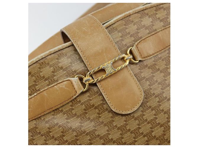 Céline Borsa a Spalla in Tela Macadam CELINE PVC Beige Oro Auth 151047 D'oro - vista 17
