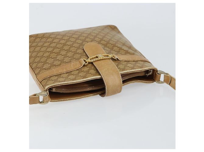 Céline Borsa a Spalla in Tela Macadam CELINE PVC Beige Oro Auth 151047 D'oro - vista 6