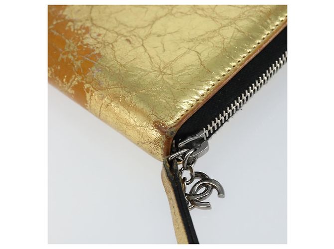 CHANEL Cartera Larga de Cuero Oro Plata CC Auth 149215 Dorado - vista 15