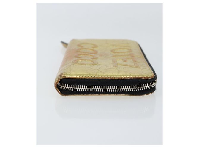 CHANEL Cartera Larga de Cuero Oro Plata CC Auth 149215 Dorado - vista 3