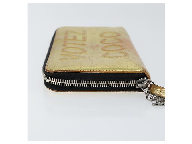 CHANEL Cartera Larga de Cuero Oro Plata CC Auth 149215 Dorado - vista 4