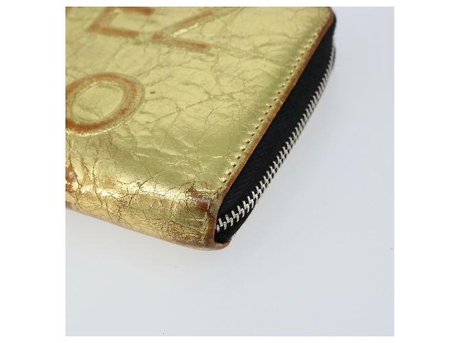 CHANEL Cartera Larga de Cuero Oro Plata CC Auth 149215 Dorado - vista 7