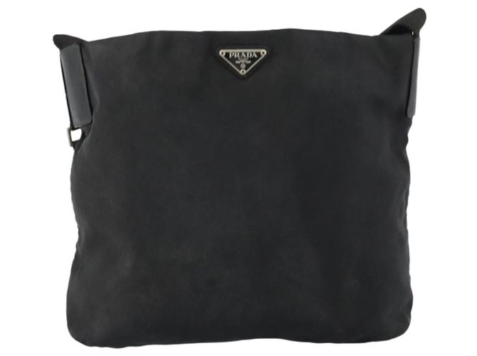 Borsa a Spalla PRADA Nylon Nero Argento Auth SW1711 - vista 13