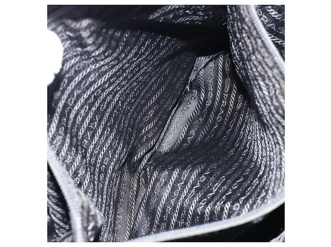 Borsa a Spalla PRADA Nylon Nero Argento Auth SW1711 - vista 22
