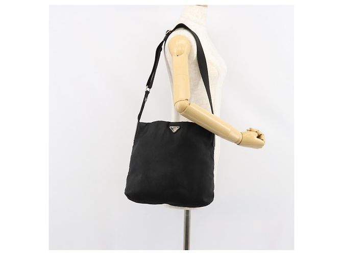 Borsa a Spalla PRADA Nylon Nero Argento Auth SW1711 - vista 23