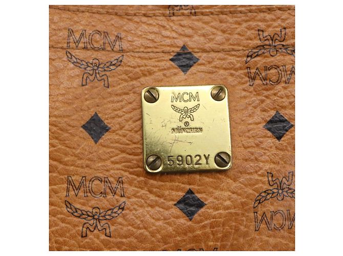 Bolsa tote MCM Logogram Vicetos em couro PVC marrom e dourado Auth gh1080 - vista 12