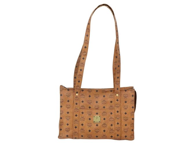 Bolsa tote MCM Logogram Vicetos em couro PVC marrom e dourado Auth gh1080 - vista 13