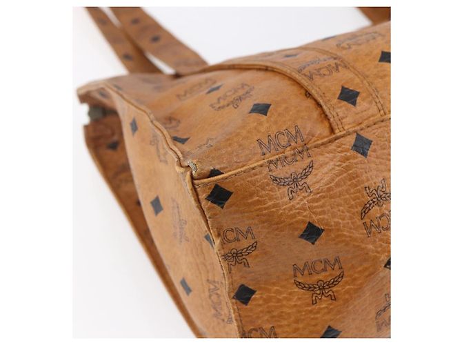 Bolsa tote MCM Logogram Vicetos em couro PVC marrom e dourado Auth gh1080 - vista 14
