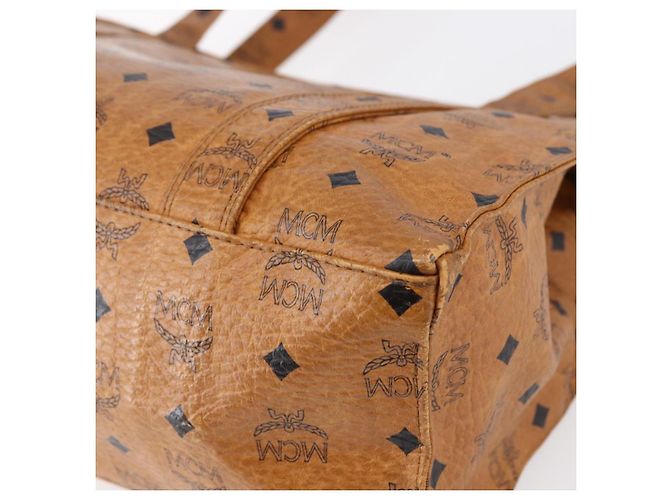 Bolsa tote MCM Logogram Vicetos em couro PVC marrom e dourado Auth gh1080 - vista 15