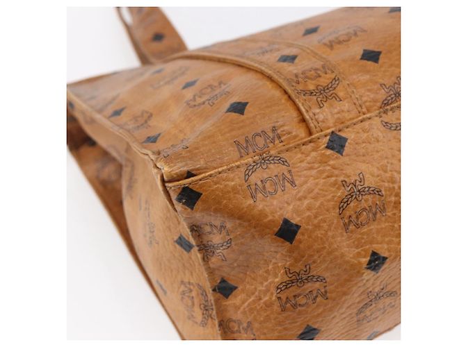 Bolsa tote MCM Logogram Vicetos em couro PVC marrom e dourado Auth gh1080 - vista 16