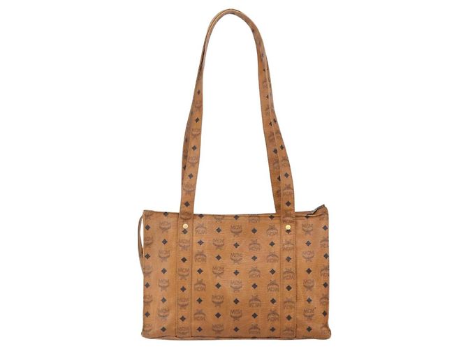 Bolsa tote MCM Logogram Vicetos em couro PVC marrom e dourado Auth gh1080 - vista 2