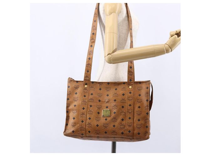 Bolsa tote MCM Logogram Vicetos em couro PVC marrom e dourado Auth gh1080 - vista 21