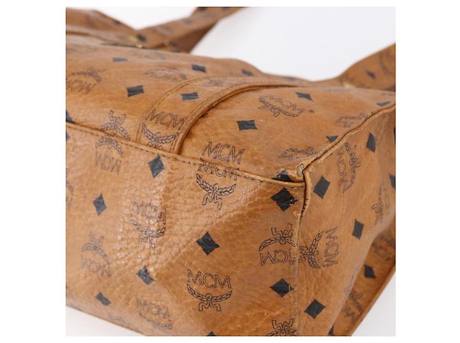 Bolsa tote MCM Logogram Vicetos em couro PVC marrom e dourado Auth gh1080 - vista 9