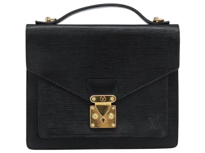 LOUIS VUITTON Borsa a Mano Epi Monceau 28 Nera M52122 LV Auth bs31100 Nero - vista 13