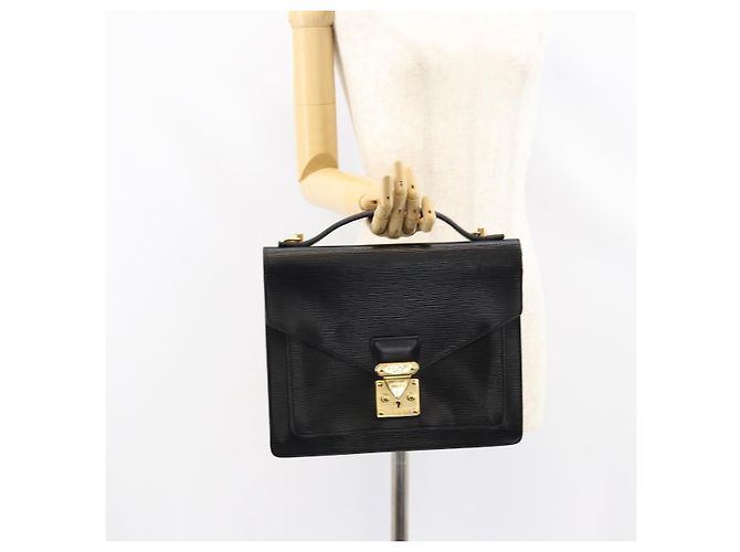 LOUIS VUITTON Borsa a Mano Epi Monceau 28 Nera M52122 LV Auth bs31100 Nero - vista 24