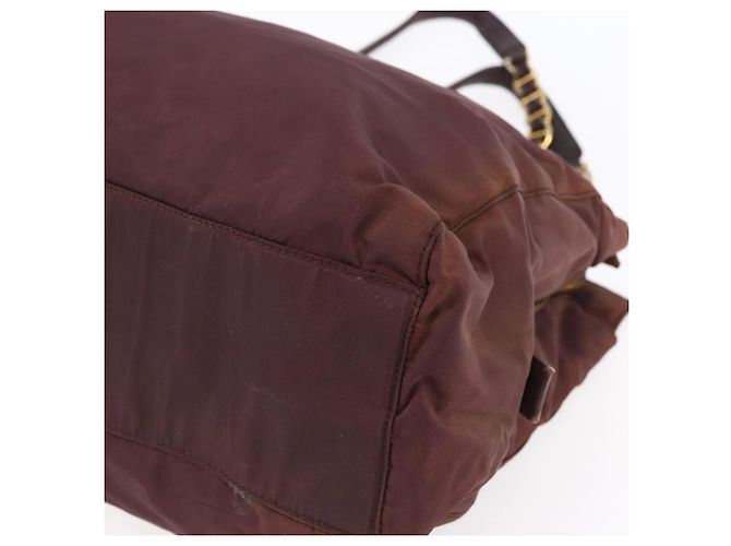 Borsa Tote a Catena Prada in Nylon Bordeaux e Oro Auth ar13821 D'oro Bordò - vista 10