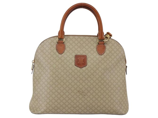 Céline Borsa a mano in tela Macadam CELINE PVC 2in1 Beige Oro Auth fm4931 D'oro - vista 13