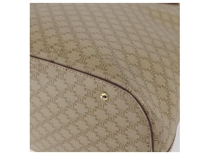 Céline Borsa a mano in tela Macadam CELINE PVC 2in1 Beige Oro Auth fm4931 D'oro - vista 15