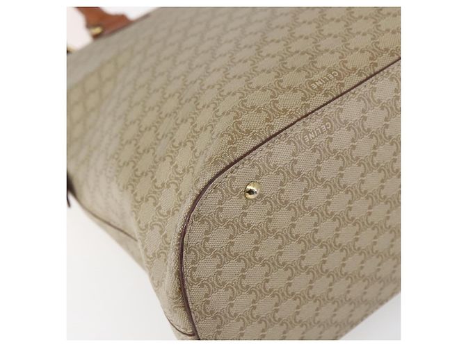 Céline Borsa a mano in tela Macadam CELINE PVC 2in1 Beige Oro Auth fm4931 D'oro - vista 16