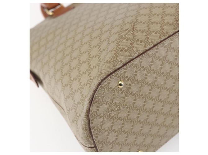 Céline Borsa a mano in tela Macadam CELINE PVC 2in1 Beige Oro Auth fm4931 D'oro - vista 18