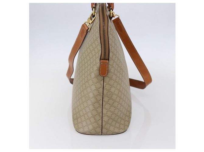 Céline Borsa a mano in tela Macadam CELINE PVC 2in1 Beige Oro Auth fm4931 D'oro - vista 4