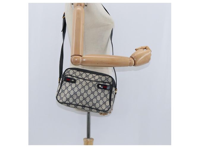 Gucci GG Supreme Sherry Line Schultertasche PVC Marine Gold 904 02 049 Auth 146942 Golden Marineblau - Ansicht 22