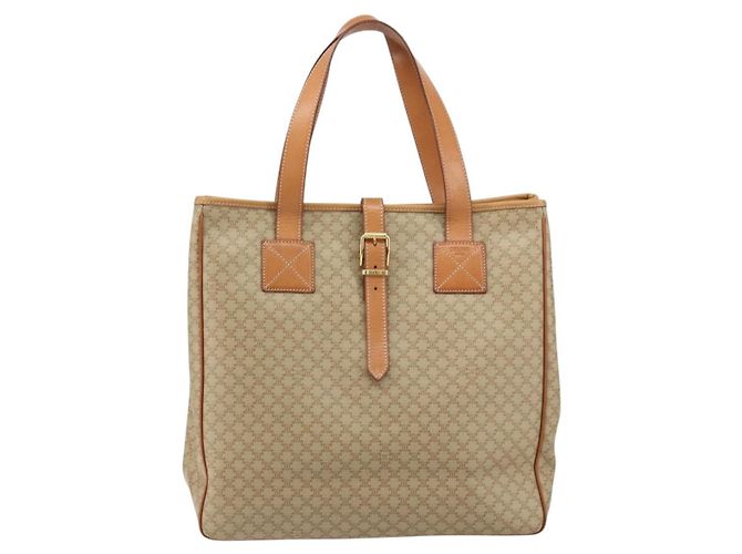 Céline Borsa a Spalla in Tela Macadam CELINE PVC Beige Oro Auth 130820 D'oro - vista 13