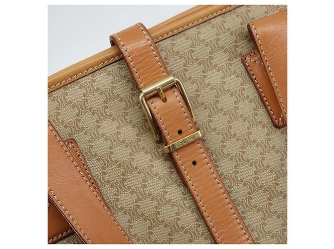 Céline Borsa a Spalla in Tela Macadam CELINE PVC Beige Oro Auth 130820 D'oro - vista 18