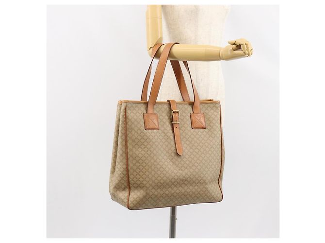 Céline Borsa a Spalla in Tela Macadam CELINE PVC Beige Oro Auth 130820 D'oro - vista 23