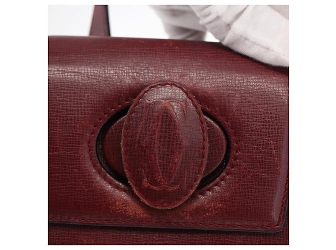 Cartier Mochila de cuero Burdeos Oro Auth BA7824 Dorado - vista 16