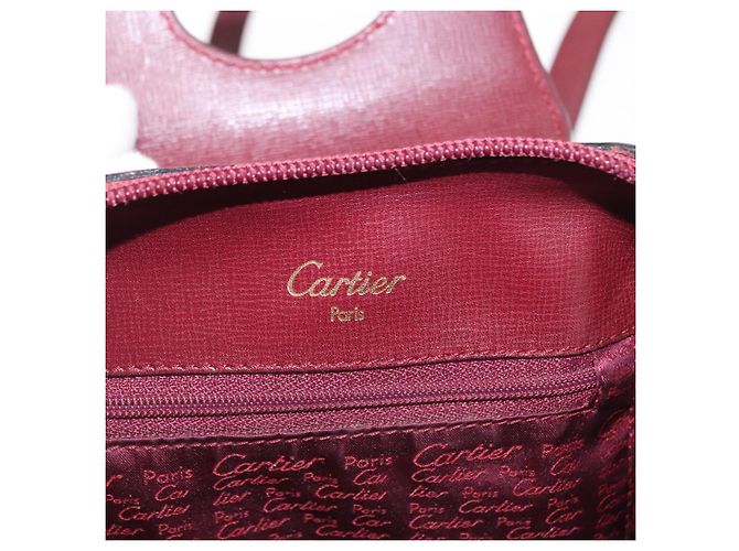 Cartier Mochila de cuero Burdeos Oro Auth BA7824 Dorado - vista 19