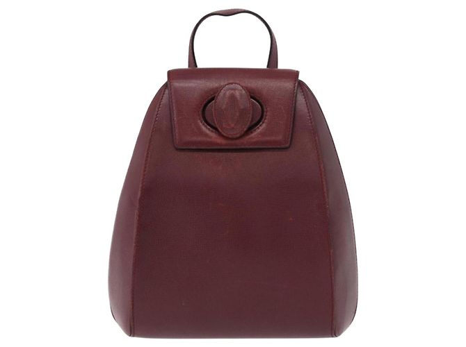 Cartier Mochila de cuero Burdeos Oro Auth BA7824 Dorado - vista 2